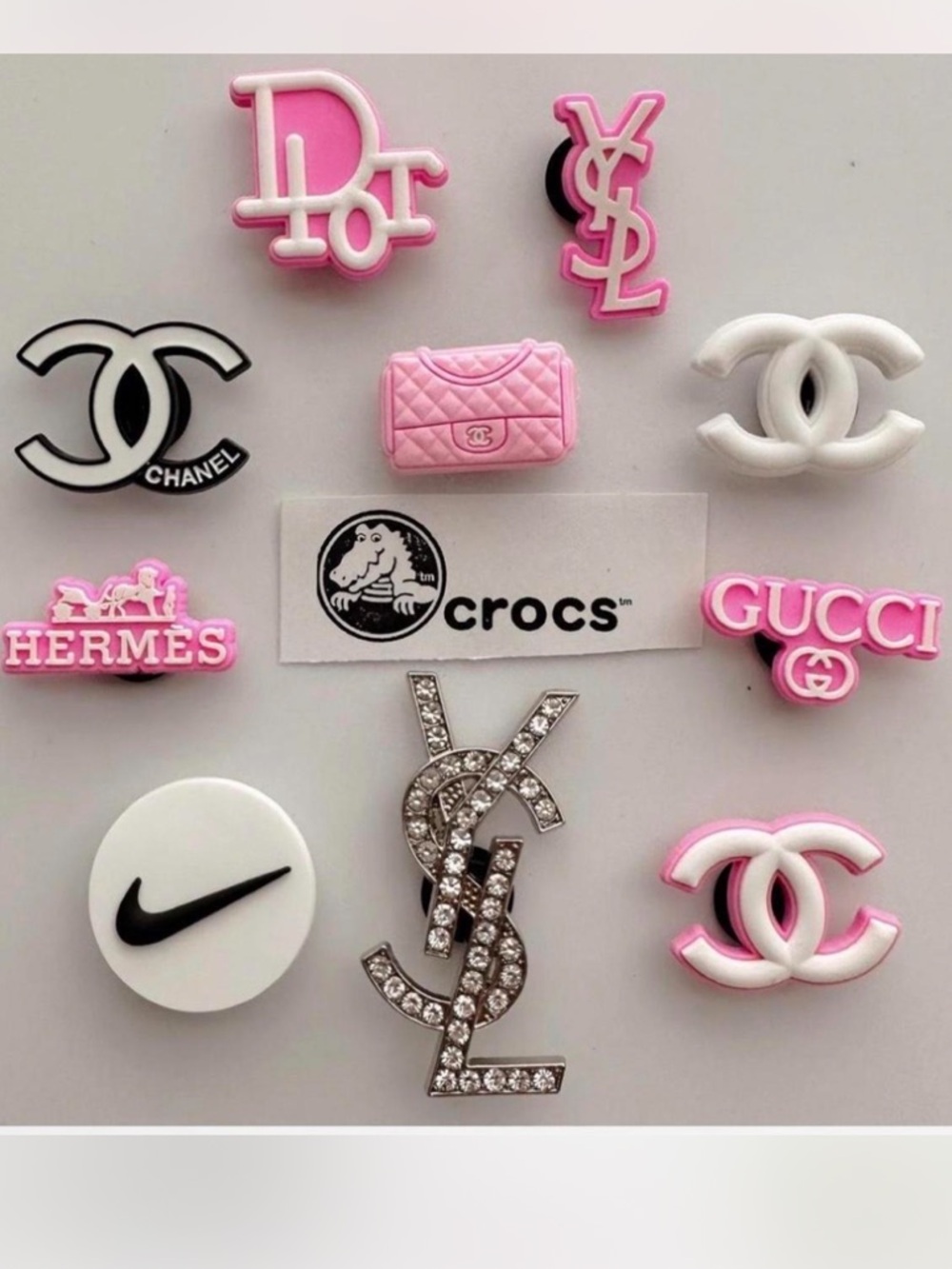 10 pink shoe charms